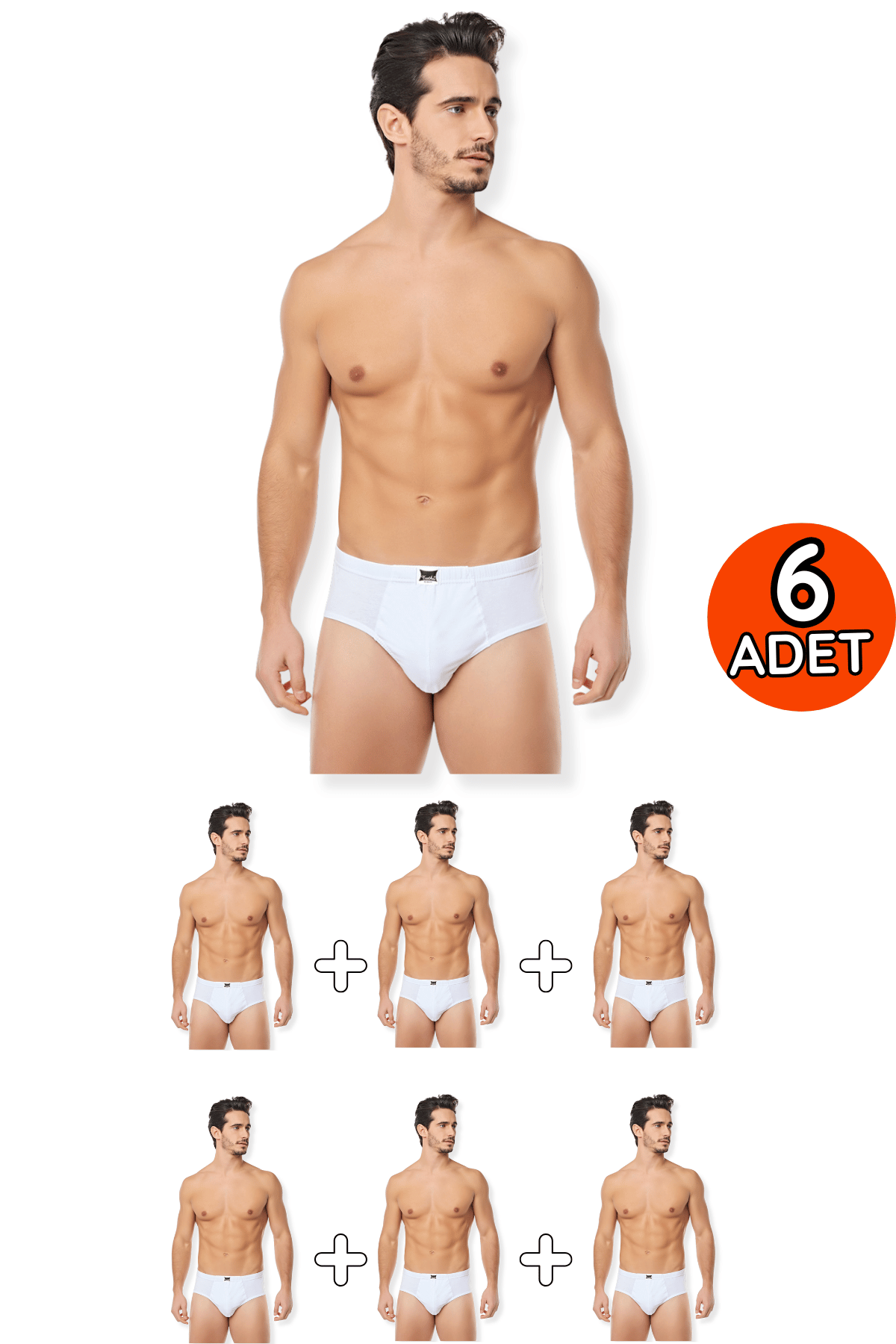 0109 Tutku Erkek Slip 6'lı Paket Beyaz - 1