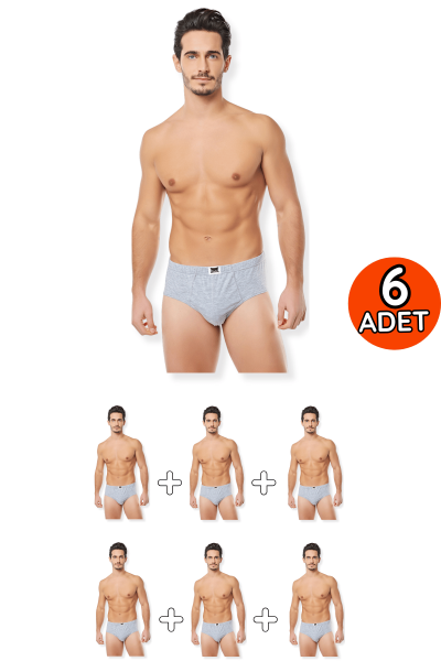 0109 Tutku Erkek Slip 6'lı Paket Gri 