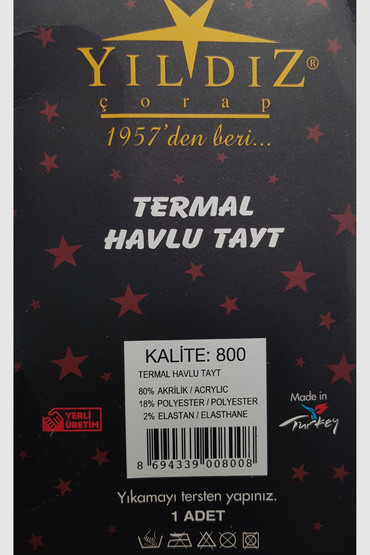 800 Yıldız Termal Havlu Tayt 6'lı Siyah - 5