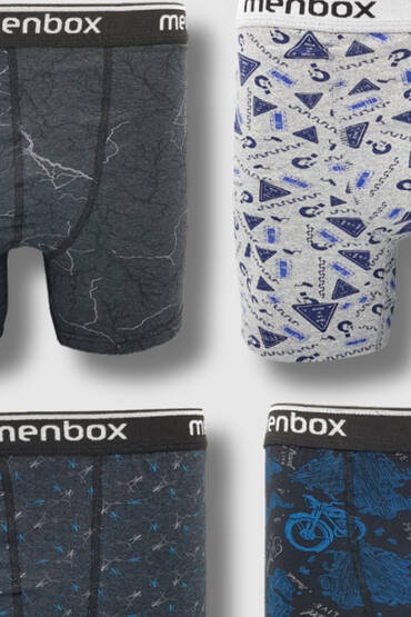 Menbox Erkek Desenli Likralı Boxer 12'li Paket - 2